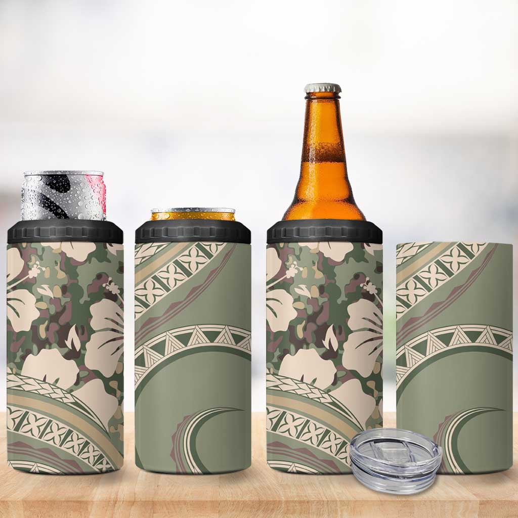 Hawaiian Hibiscus Tribal Vintage Motif 4 in 1 Can Cooler Tumbler Ver 6 LT9 - Polynesian Pride