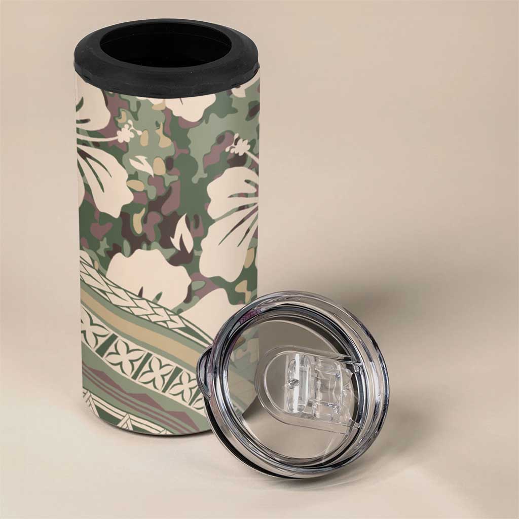 Hawaiian Hibiscus Tribal Vintage Motif 4 in 1 Can Cooler Tumbler Ver 6 LT9 - Polynesian Pride