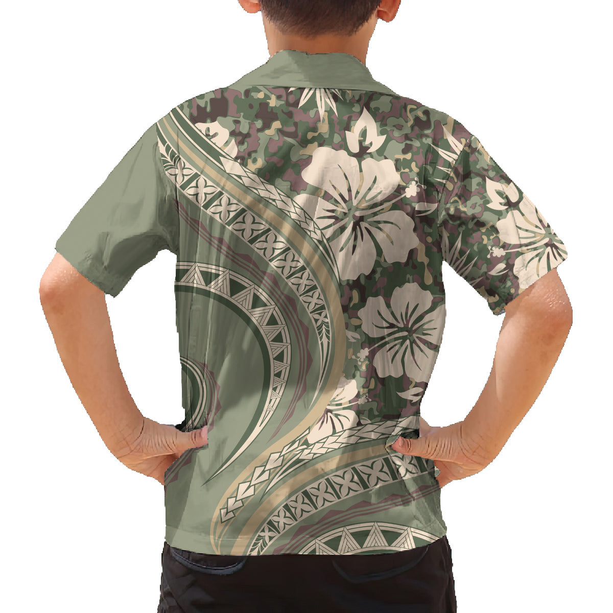 Hawaiian Hibiscus Tribal Vintage Motif Family Matching Long Sleeve Bodycon Dress and Hawaiian Shirt Ver 6 LT9 - Polynesian Pride
