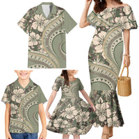 Hawaiian Hibiscus Tribal Vintage Motif Family Matching Mermaid Dress and Hawaiian Shirt Ver 6 LT9 - Polynesian Pride