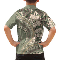Hawaiian Hibiscus Tribal Vintage Motif Family Matching Off Shoulder Maxi Dress and Hawaiian Shirt Ver 6 LT9 - Polynesian Pride
