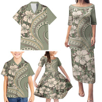 Hawaiian Hibiscus Tribal Vintage Motif Family Matching Puletasi and Hawaiian Shirt Ver 6 LT9 - Polynesian Pride