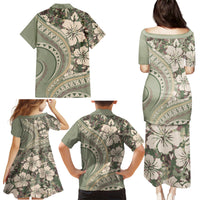 Hawaiian Hibiscus Tribal Vintage Motif Family Matching Puletasi and Hawaiian Shirt Ver 6 LT9 - Polynesian Pride