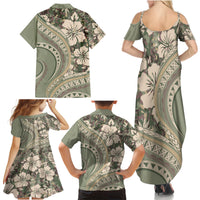 Hawaiian Hibiscus Tribal Vintage Motif Family Matching Summer Maxi Dress and Hawaiian Shirt Ver 6 LT9 - Polynesian Pride