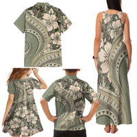 Hawaiian Hibiscus Tribal Vintage Motif Family Matching Tank Maxi Dress and Hawaiian Shirt Ver 6 LT9 - Polynesian Pride