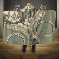 Hawaiian Hibiscus Tribal Vintage Motif Hooded Blanket Ver 6