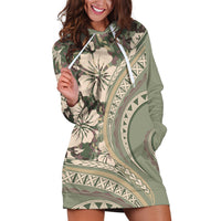 Hawaiian Hibiscus Tribal Vintage Motif Hoodie Dress Ver 6 LT9 Green Pastel - Polynesian Pride