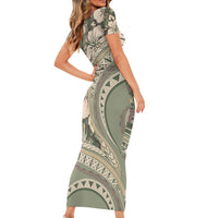 Hawaiian Hibiscus Tribal Vintage Motif Short Sleeve Bodycon Dress Ver 6 LT9 - Polynesian Pride