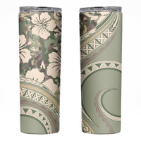 Hawaiian Hibiscus Tribal Vintage Motif Skinny Tumbler Ver 6 LT9 Green Pastel - Polynesian Pride