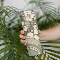 Hawaiian Hibiscus Tribal Vintage Motif Skinny Tumbler Ver 6 LT9 - Polynesian Pride