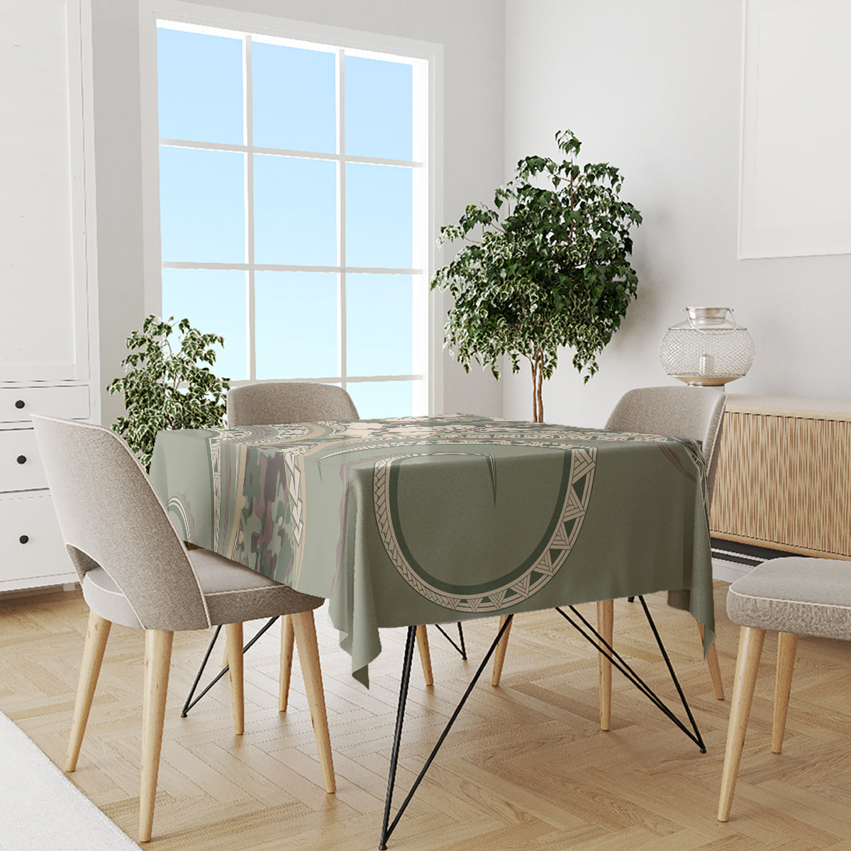 Hawaiian Hibiscus Tribal Vintage Motif Tablecloth Ver 6