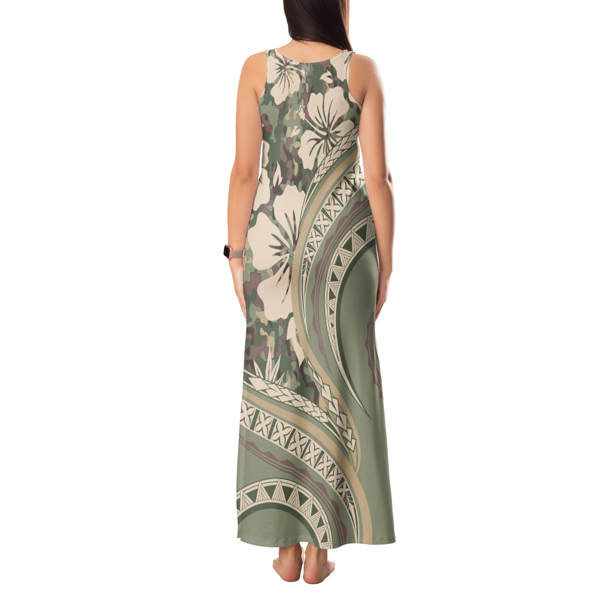 Hawaiian Hibiscus Tribal Vintage Motif Tank Maxi Dress Ver 6 LT9 - Polynesian Pride