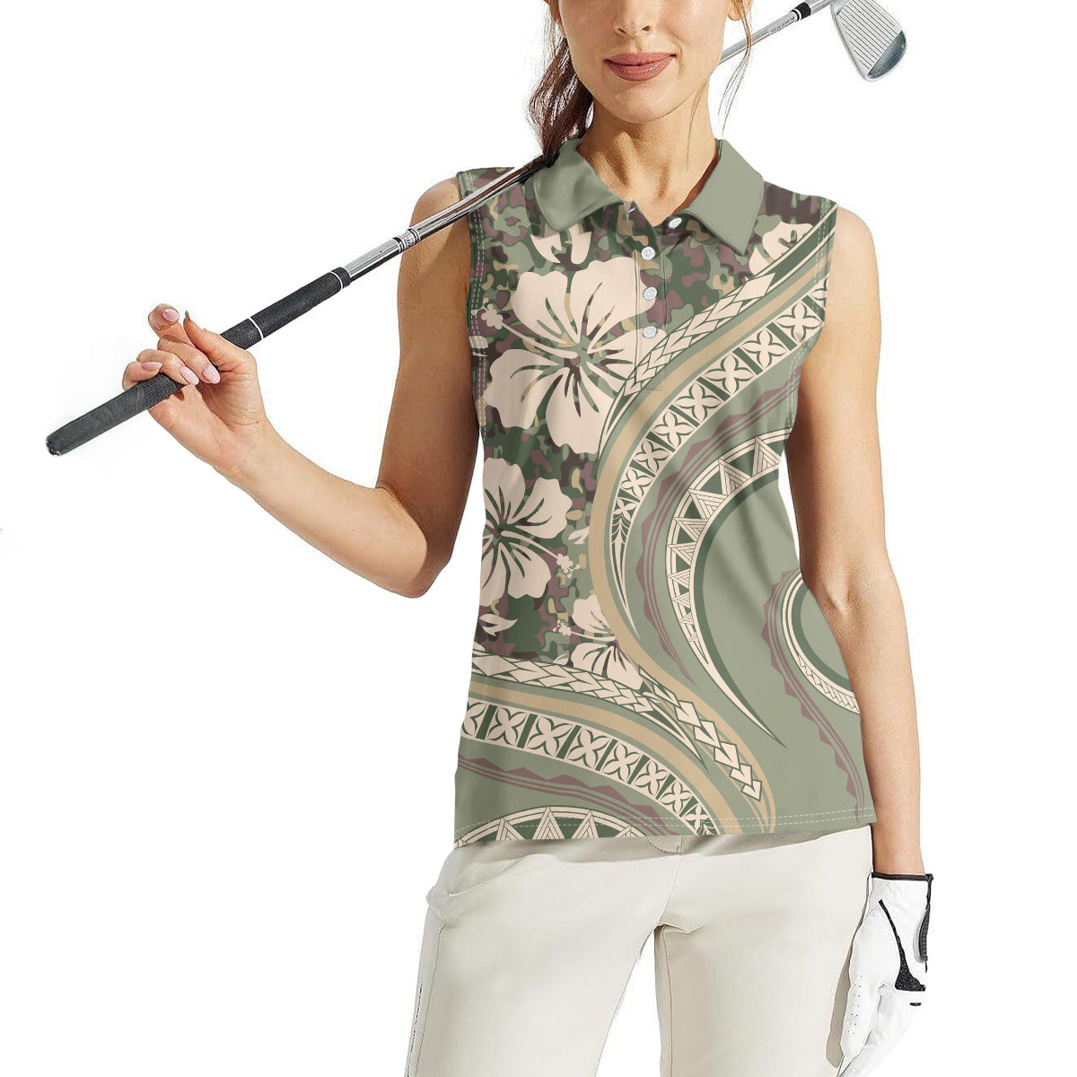 Hawaiian Hibiscus Tribal Vintage Motif Women Sleeveless Polo Shirt Ver 6 LT9 - Polynesian Pride