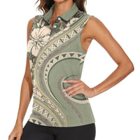 Hawaiian Hibiscus Tribal Vintage Motif Women Sleeveless Polo Shirt Ver 6 LT9 - Polynesian Pride