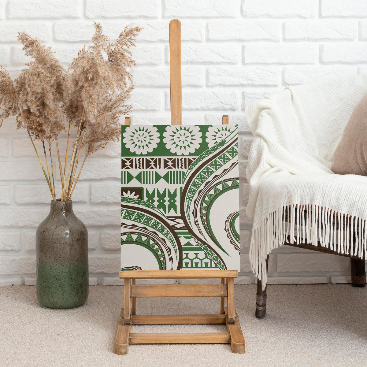 Hawaiian Hibiscus Tribal Vintage Motif Canvas Wall Art Ver 7