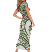 Hawaiian Hibiscus Tribal Vintage Motif Family Matching Short Sleeve Bodycon Dress and Hawaiian Shirt Ver 7 LT9 - Polynesian Pride