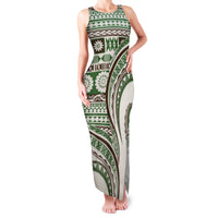 Hawaiian Hibiscus Tribal Vintage Motif Family Matching Tank Maxi Dress and Hawaiian Shirt Ver 7 LT9 Mom's Dress Green - Polynesian Pride