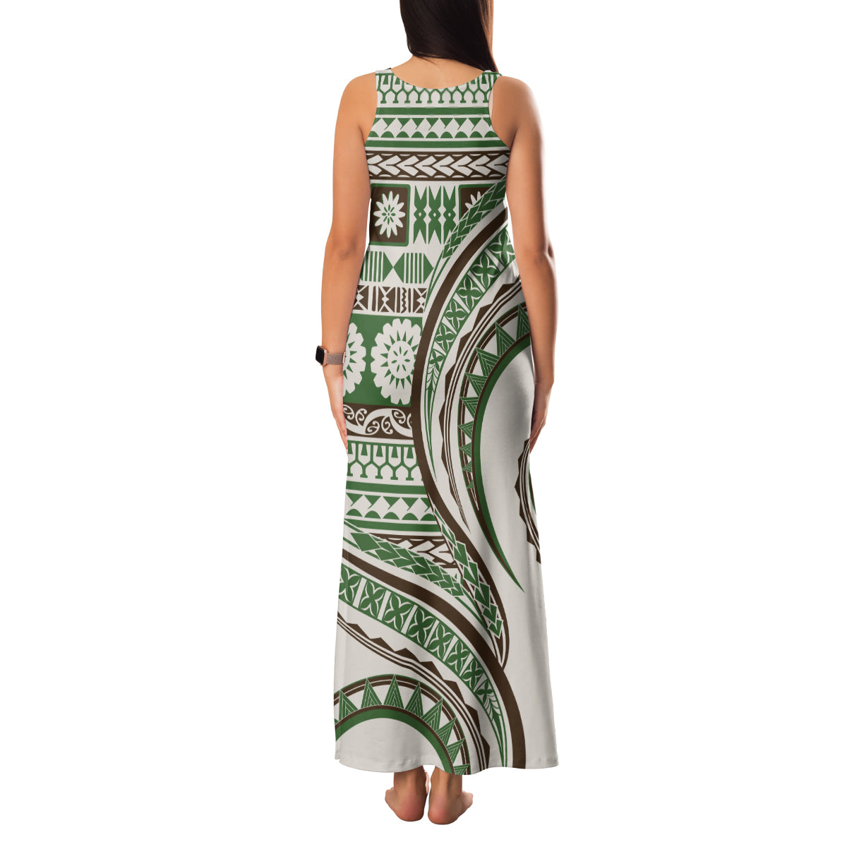 Hawaiian Hibiscus Tribal Vintage Motif Family Matching Tank Maxi Dress and Hawaiian Shirt Ver 7 LT9 - Polynesian Pride
