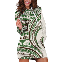 Hawaiian Hibiscus Tribal Vintage Motif Hoodie Dress Ver 7 LT9 Green - Polynesian Pride