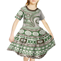 Hawaiian Hibiscus Tribal Vintage Motif Kid Short Sleeve Dress Ver 7 LT9 - Polynesian Pride