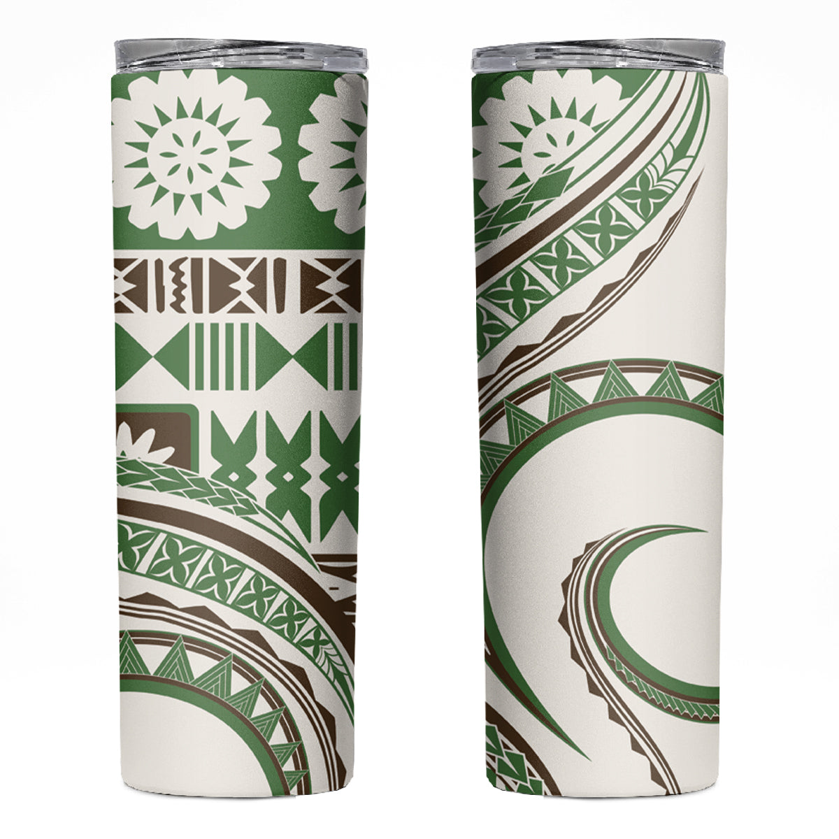 Hawaiian Hibiscus Tribal Vintage Motif Skinny Tumbler Ver 7 LT9 Green - Polynesian Pride