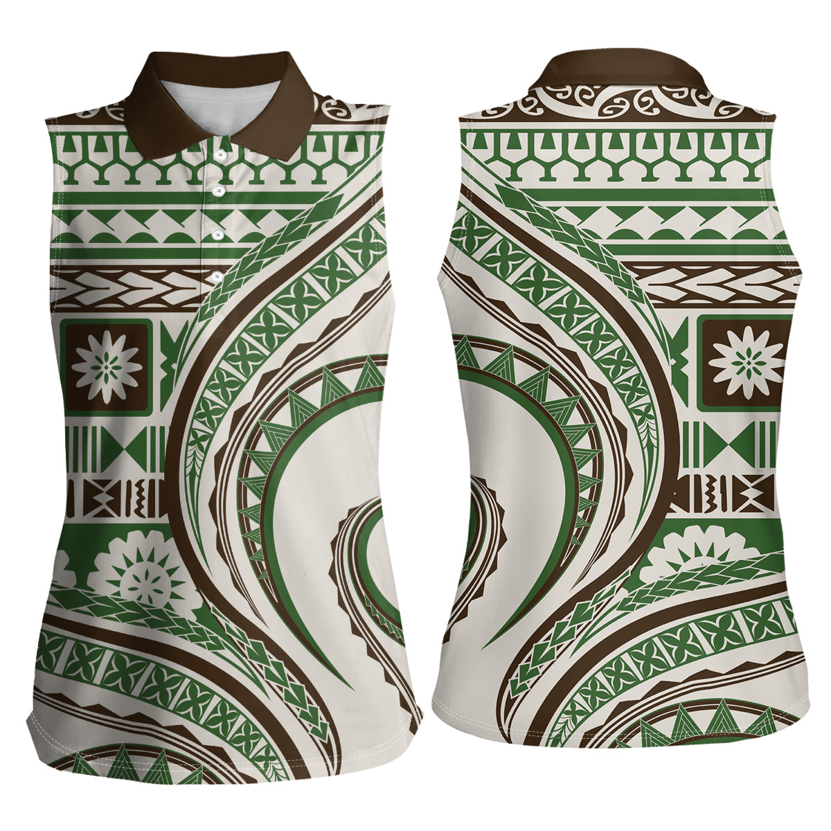 Hawaiian Hibiscus Tribal Vintage Motif Women Sleeveless Polo Shirt Ver 7 LT9 - Polynesian Pride