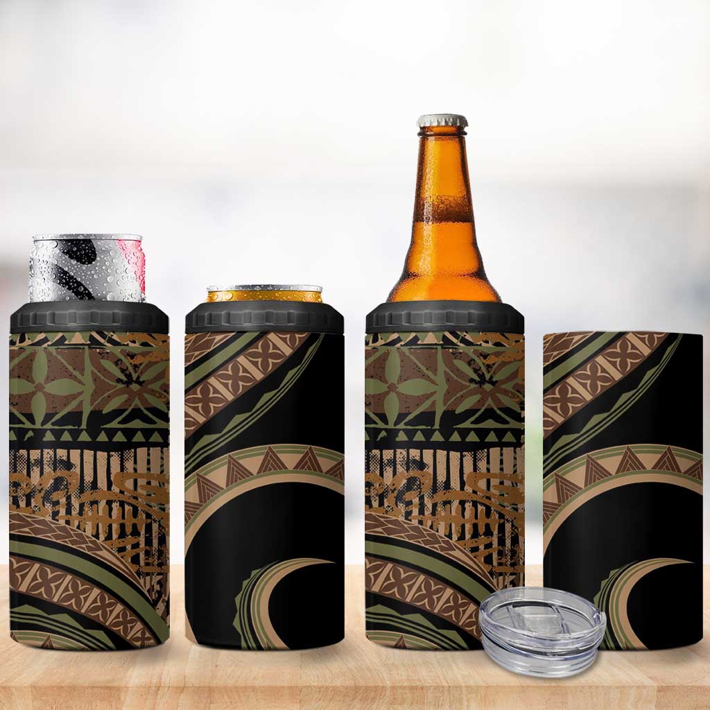 Hawaiian Hibiscus Tribal Vintage Motif 4 in 1 Can Cooler Tumbler Ver 8 LT9 - Polynesian Pride
