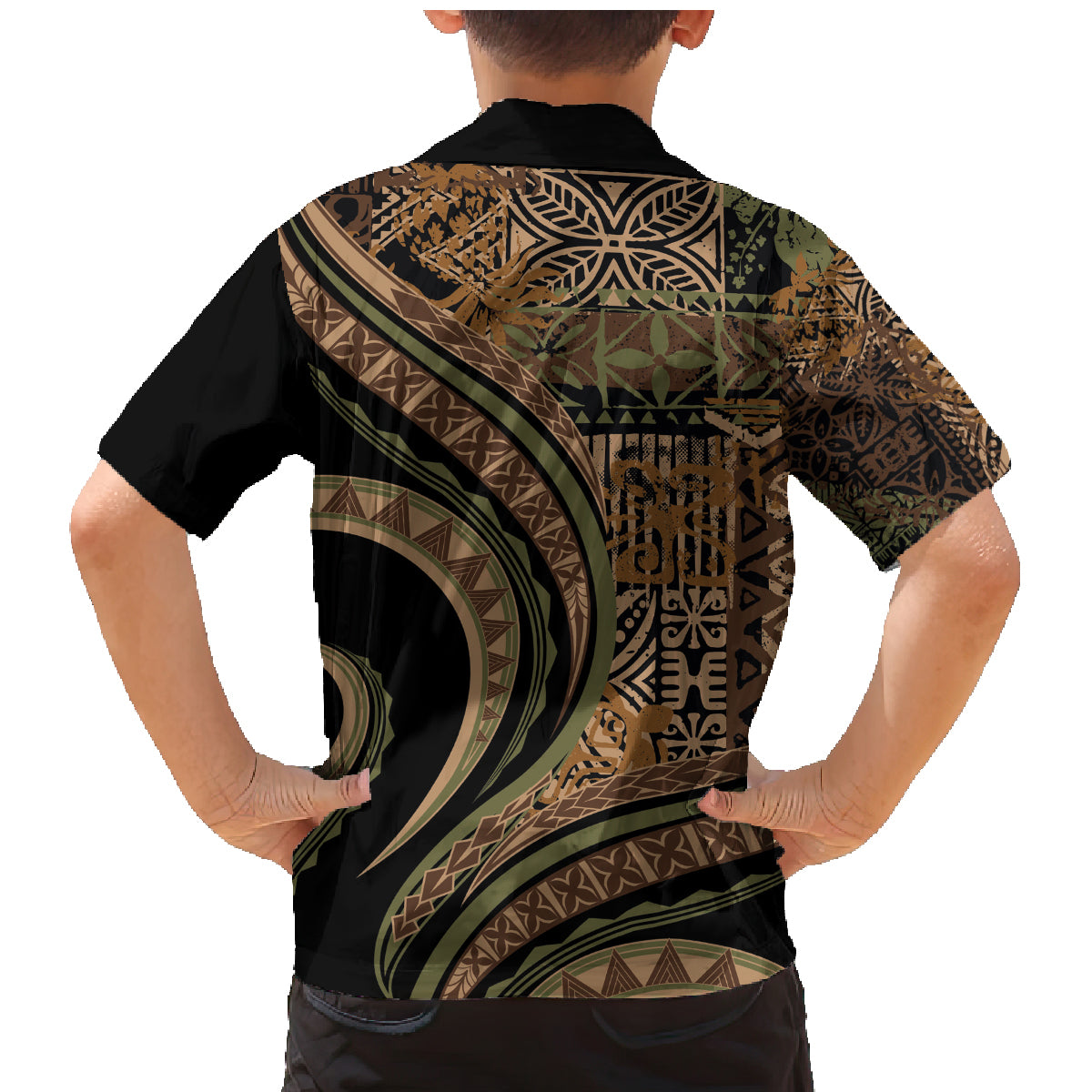 Hawaiian Hibiscus Tribal Vintage Motif Family Matching Mermaid Dress and Hawaiian Shirt Ver 8 LT9 - Polynesian Pride