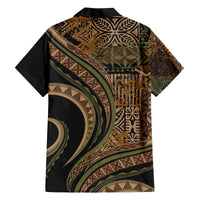 Hawaiian Hibiscus Tribal Vintage Motif Family Matching Off Shoulder Short Dress and Hawaiian Shirt Ver 8 LT9 - Polynesian Pride