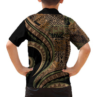 Hawaiian Hibiscus Tribal Vintage Motif Family Matching Summer Maxi Dress and Hawaiian Shirt Ver 8 LT9 - Polynesian Pride