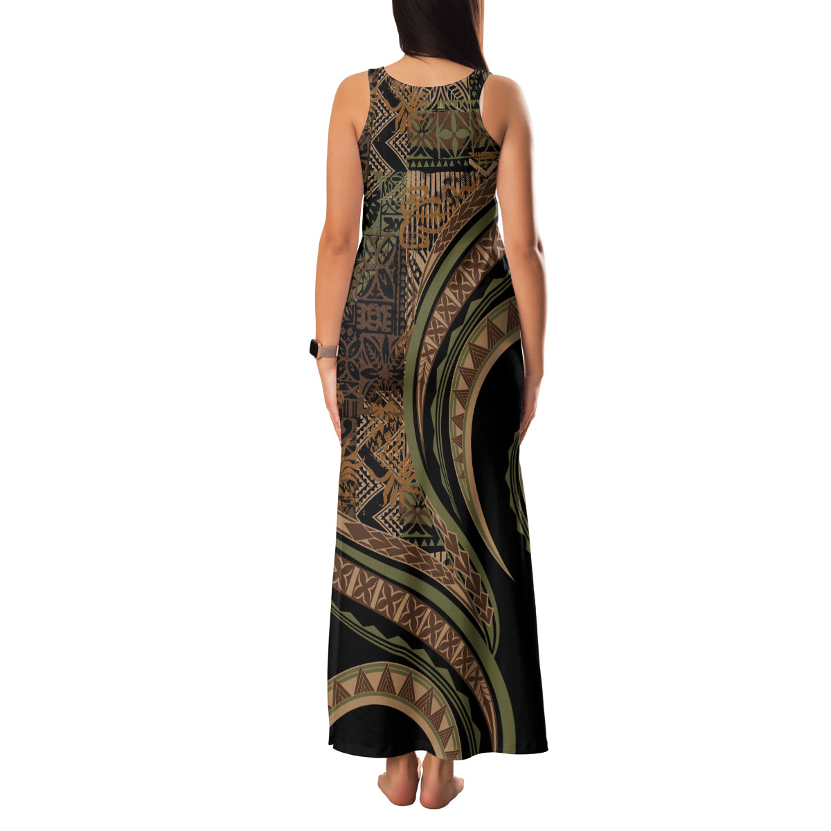 Hawaiian Hibiscus Tribal Vintage Motif Family Matching Tank Maxi Dress and Hawaiian Shirt Ver 8 LT9 - Polynesian Pride