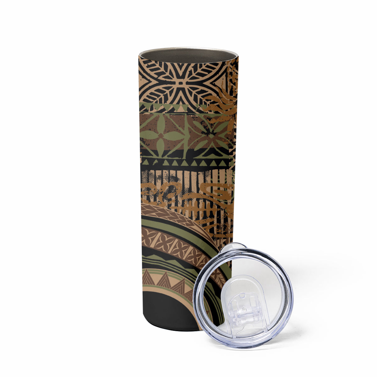 Hawaiian Hibiscus Tribal Vintage Motif Skinny Tumbler Ver 8 LT9 - Polynesian Pride