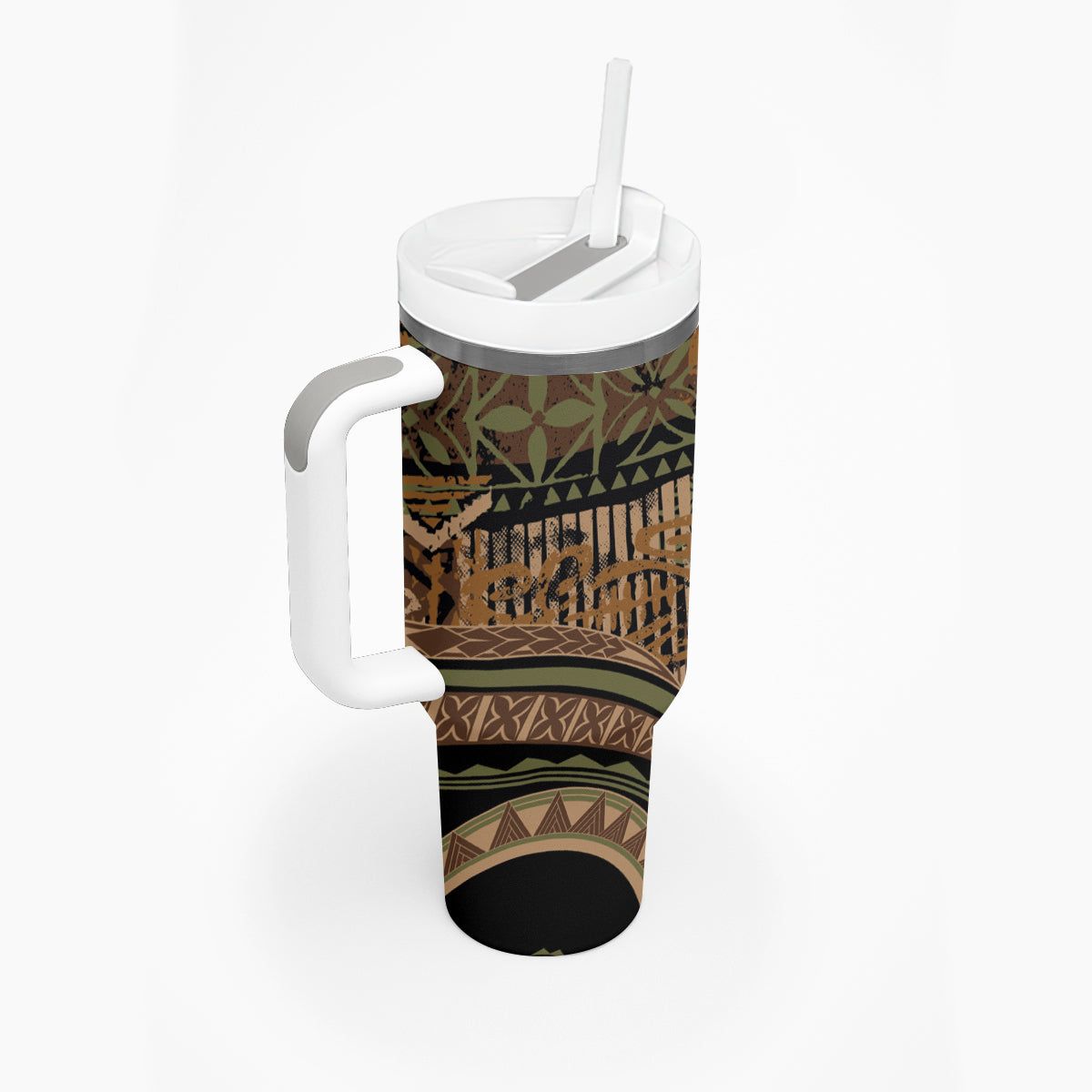 Hawaiian Hibiscus Tribal Vintage Motif Tumbler With Handle Ver 8