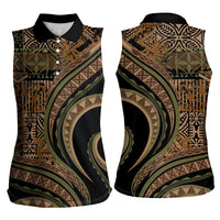 Hawaiian Hibiscus Tribal Vintage Motif Women Sleeveless Polo Shirt Ver 8 LT9 - Polynesian Pride