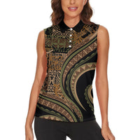 Hawaiian Hibiscus Tribal Vintage Motif Women Sleeveless Polo Shirt Ver 8 LT9 - Polynesian Pride