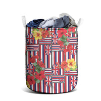 Hawaii Hibiscus Lei Laundry Basket Hawaiian Flag Motif