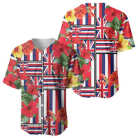 Hawaii Hibiscus Lei Baseball Jersey Hawaiian Flag Motif