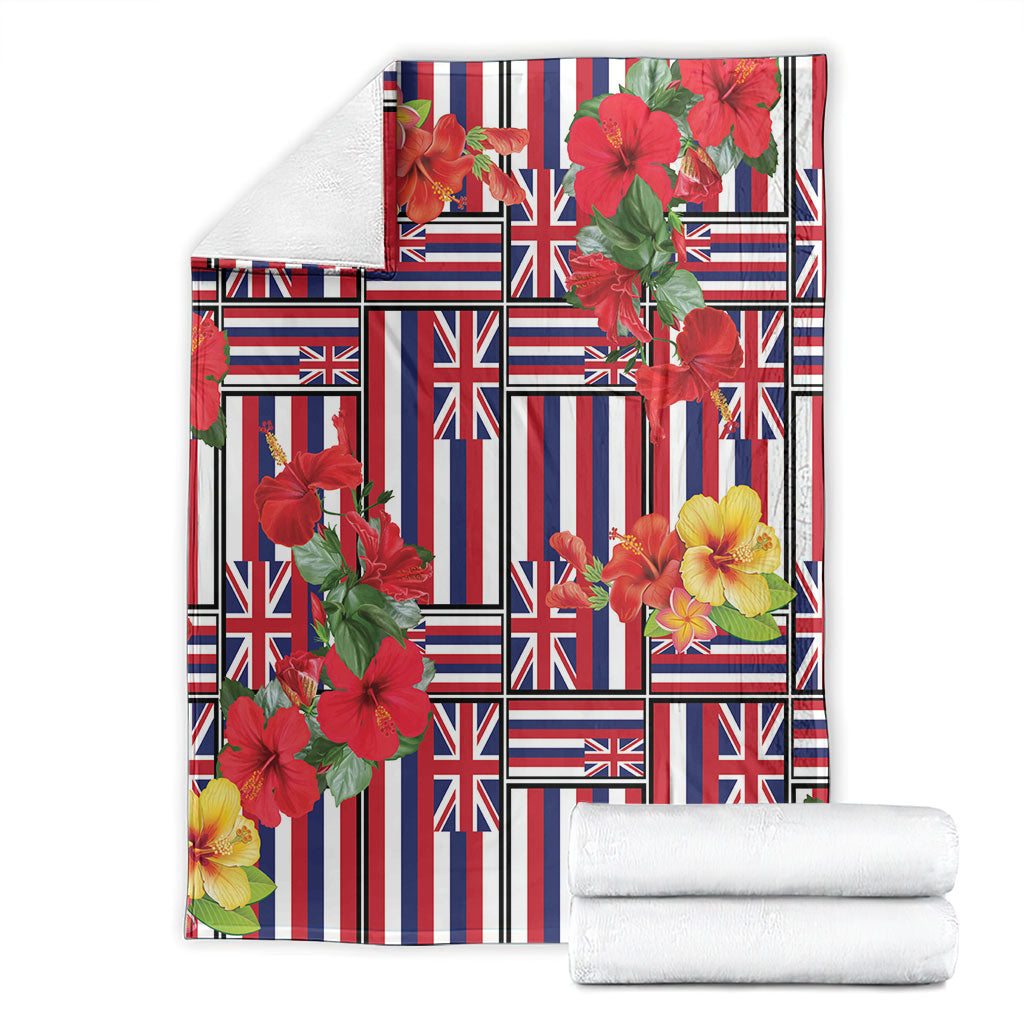 Hawaii Hibiscus Lei Blanket Hawaiian Flag Motif