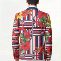 Hawaii Hibiscus Lei Blazer Hawaiian Flag Motif