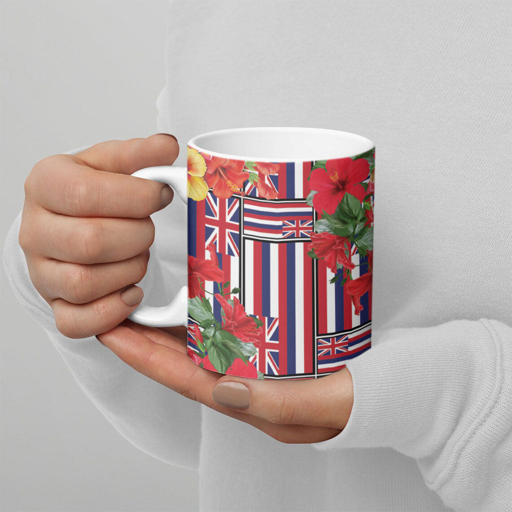 Hawaii Hibiscus Lei Ceramic Mug Hawaiian Flag Motif