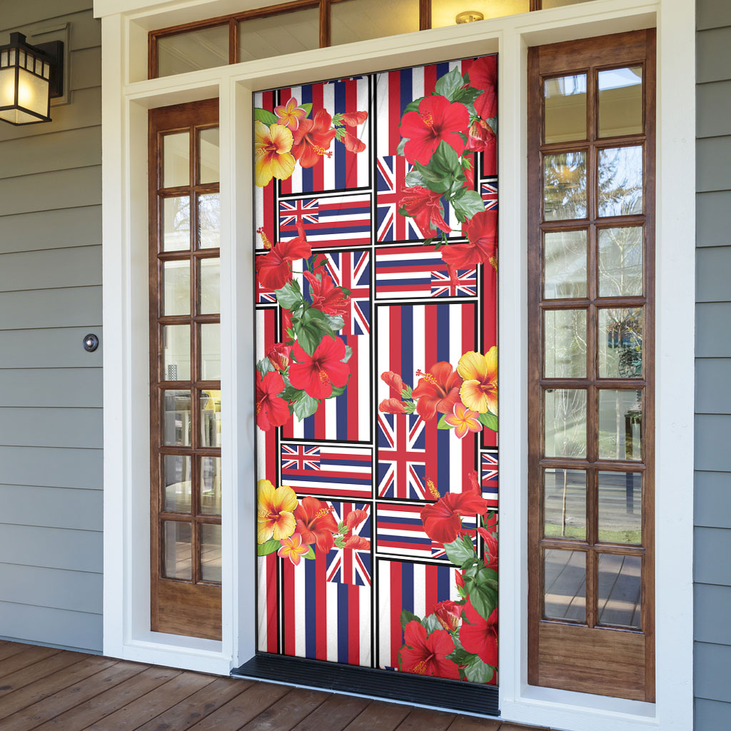 Hawaii Hibiscus Lei Door Cover Hawaiian Flag Motif