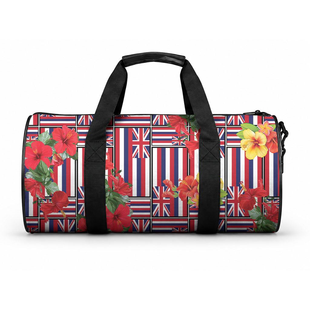 Hawaii Hibiscus Lei Duffle Bag Hawaiian Flag Motif LT9 One size Red - Polynesian Pride
