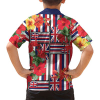 Hawaii Hibiscus Lei Family Matching Off The Shoulder Long Sleeve Dress and Hawaiian Shirt Hawaiian Flag Motif LT9 - Polynesian Pride