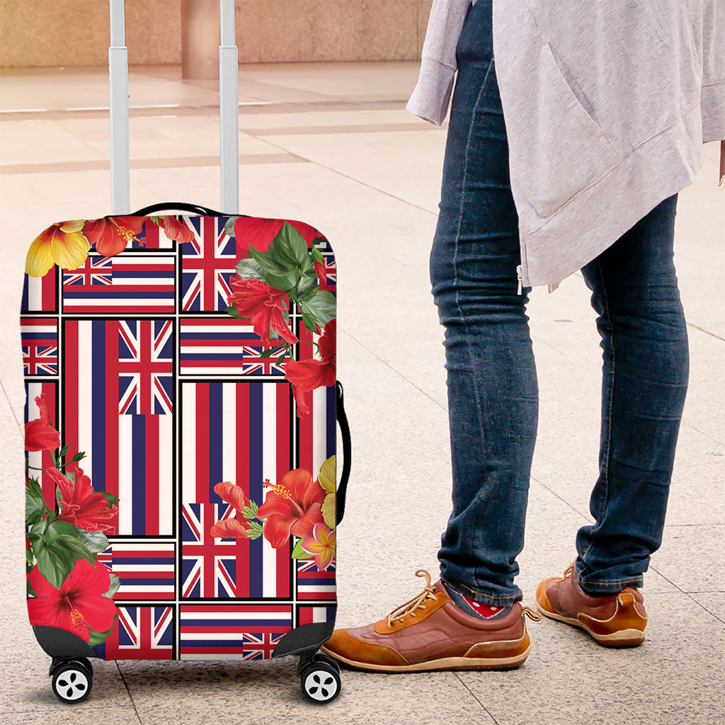Hawaii Hibiscus Lei Luggage Cover Hawaiian Flag Motif