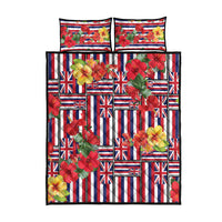 Hawaii Hibiscus Lei Quilt Bed Set Hawaiian Flag Motif