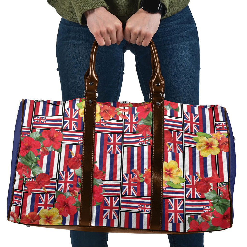 Hawaii Hibiscus Lei Travel Bag Hawaiian Flag Motif