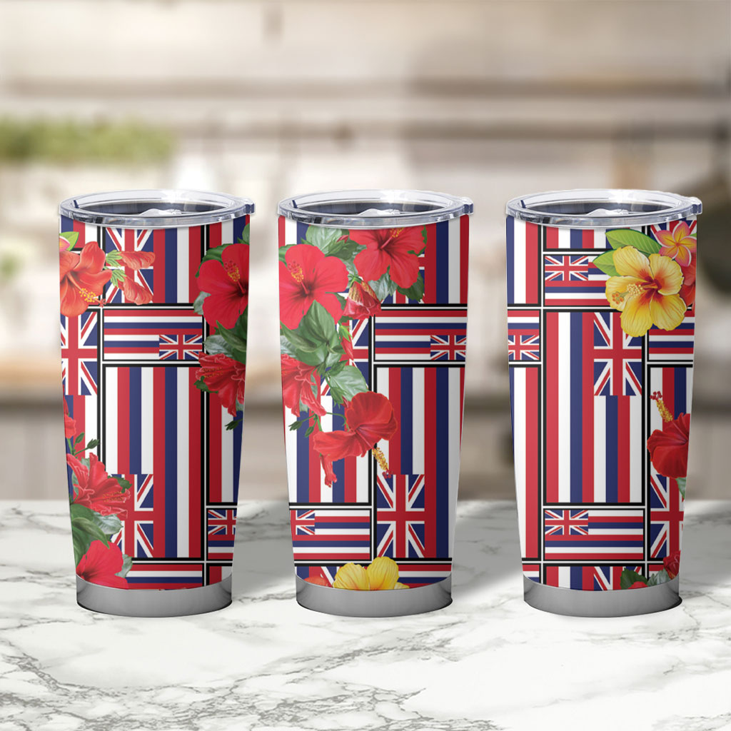 Hawaii Hibiscus Lei Tumbler Cup Hawaiian Flag Motif