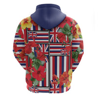 Hawaii Hibiscus Lei Zip Hoodie Hawaiian Flag Motif