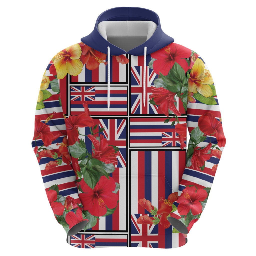 Hawaii Hibiscus Lei Zip Hoodie Hawaiian Flag Motif