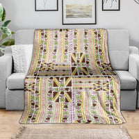 Hawaii Lokelani Pikake Lei Blanket Hawaiian Flag Motif